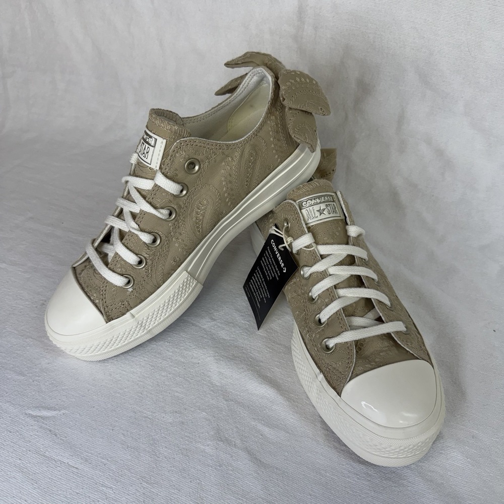 Converse Chuck Taylor All Star Lift Bow Ox Women Sz 8 Nutty Granola New